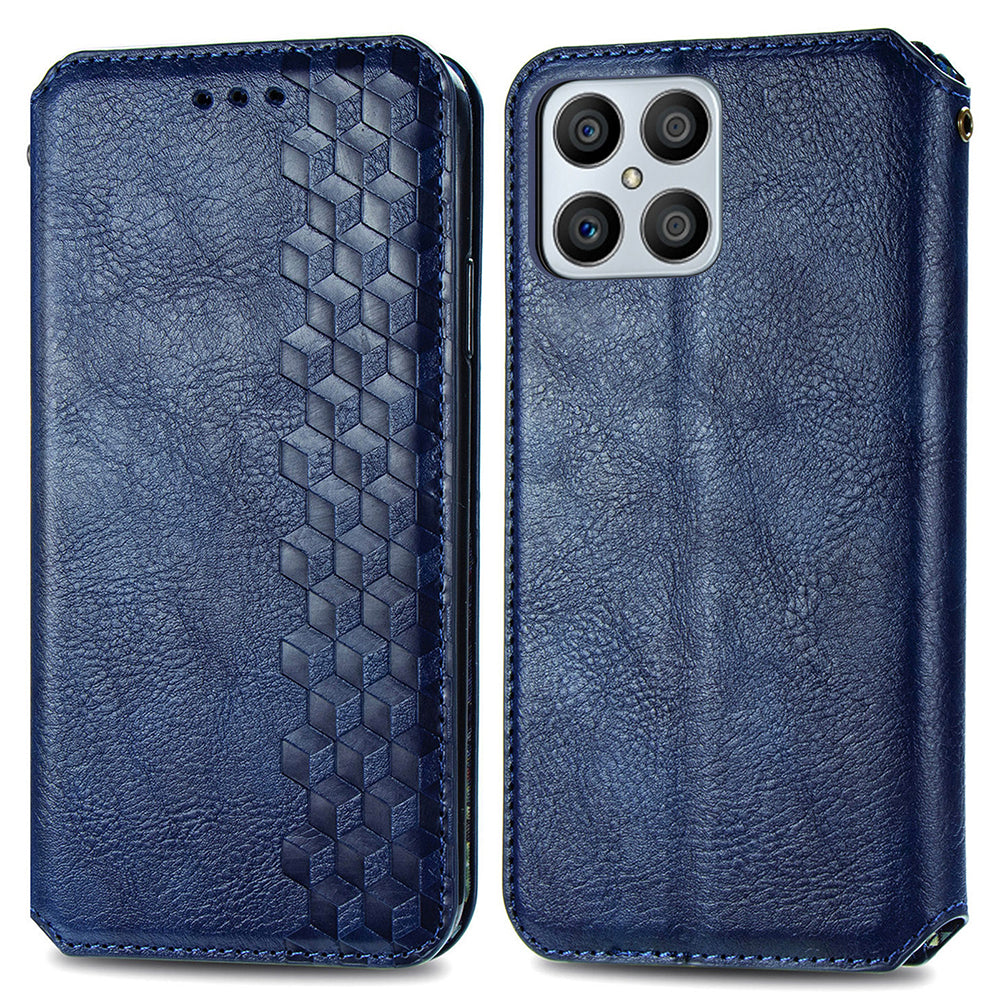 For Honor X8 4G Drop-proof Phone Case Imprinting Rhombus Magnetic Phone Flip Leather Cover Wallet Stand For Honor X8 4G Drop-proof Phone Case Imprinting Rhombus Magnetic Phone Flip Leather Cover Wallet Stand